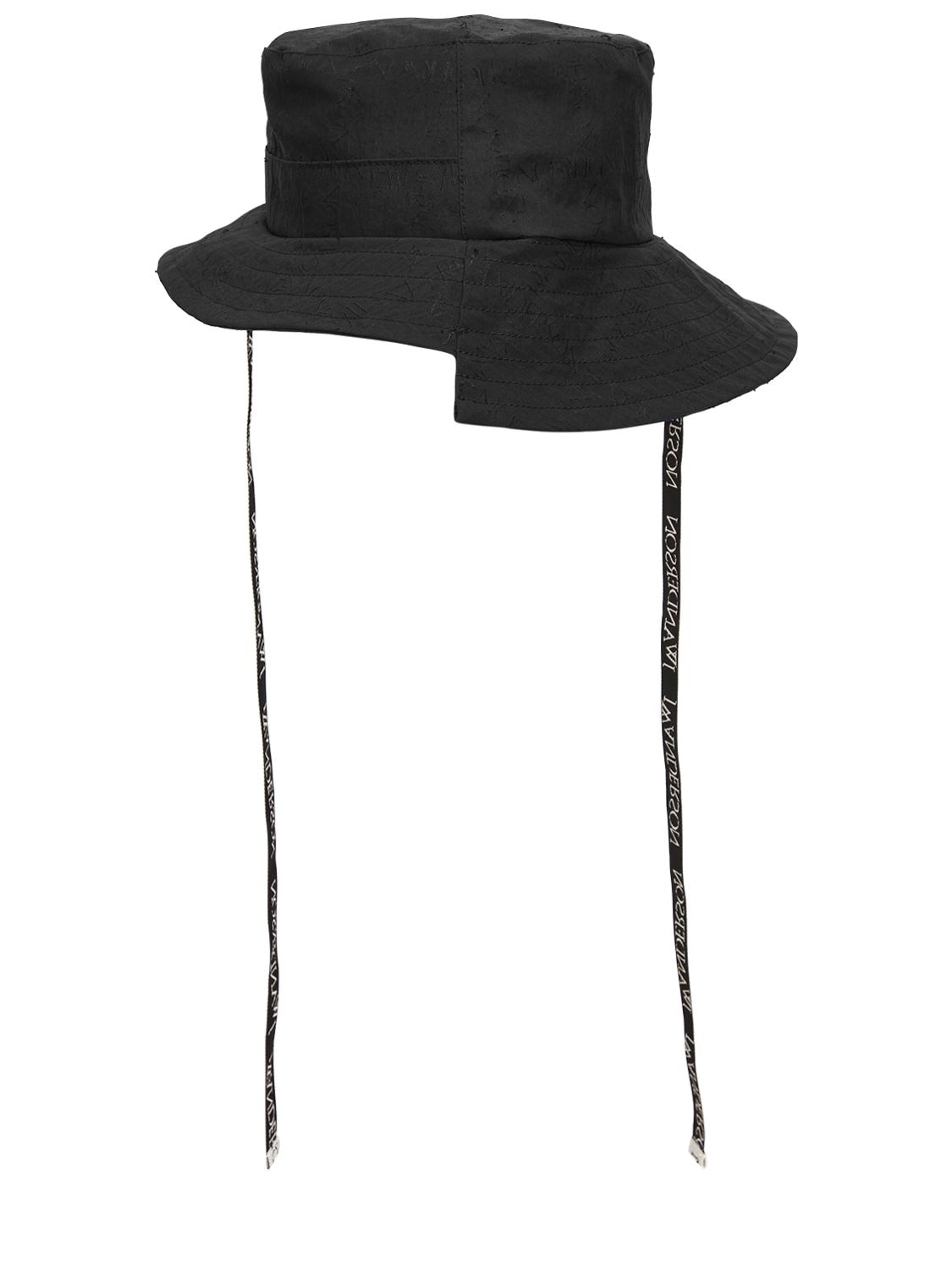 Jw Anderson Asymmetric Recycled Tech Bucket Hat In Black