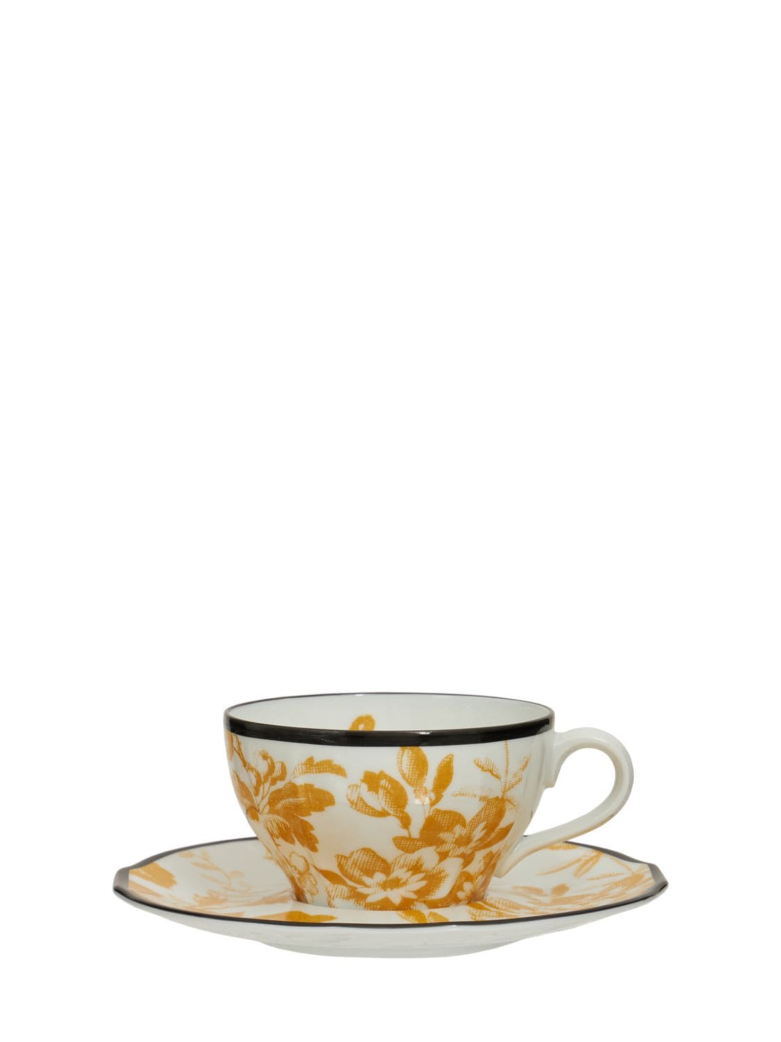 Shop Gucci Set Of 2 Herbarium Cups & Saucers In Sunset Yellow