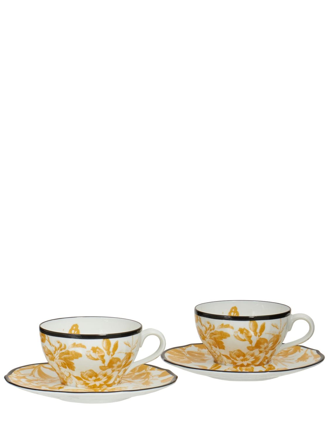 Gucci Set Of 2 Herbarium Cups & Saucers In Sunset Yellow