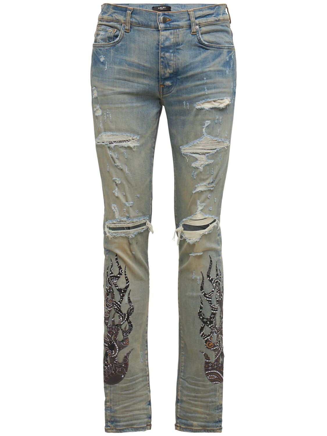 Bandana Flame Distressed Denim Jeans