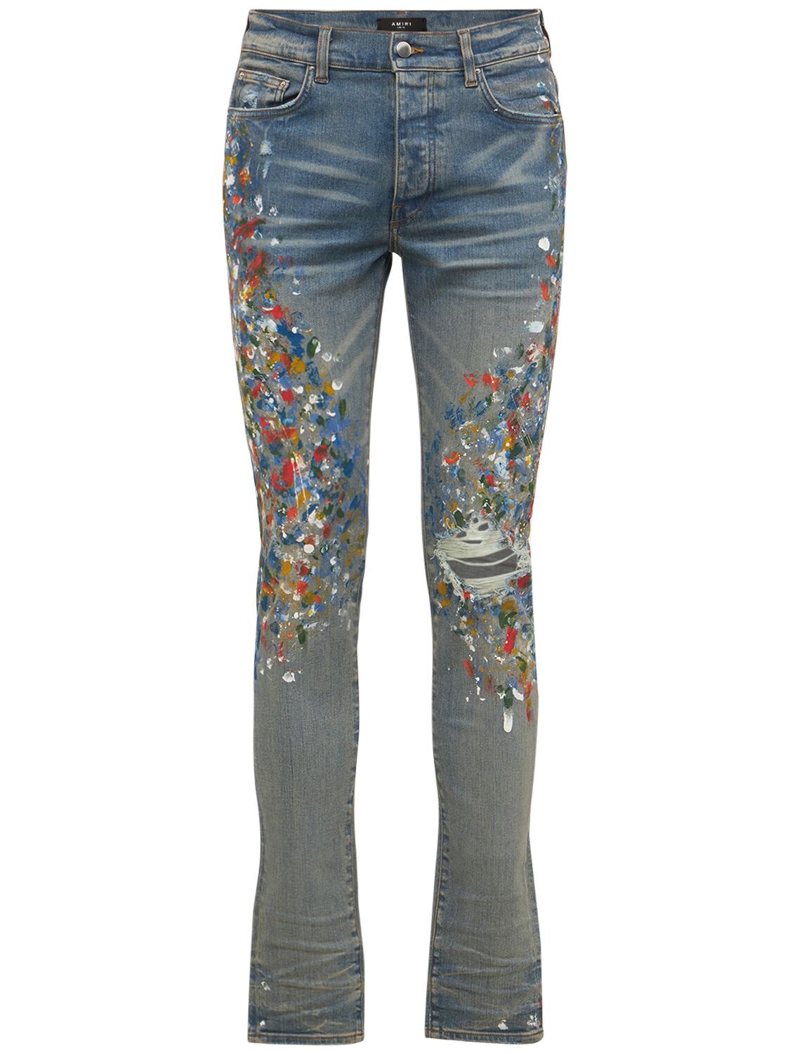 Amiri - Painted cotton denim skinny jeans - Clay Indigo | Luisaviaroma