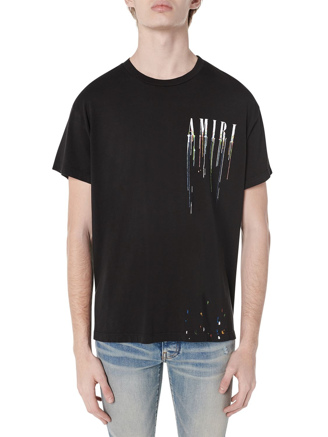 Amiri Black Paint Drip Core Logo T-shirt | ModeSens