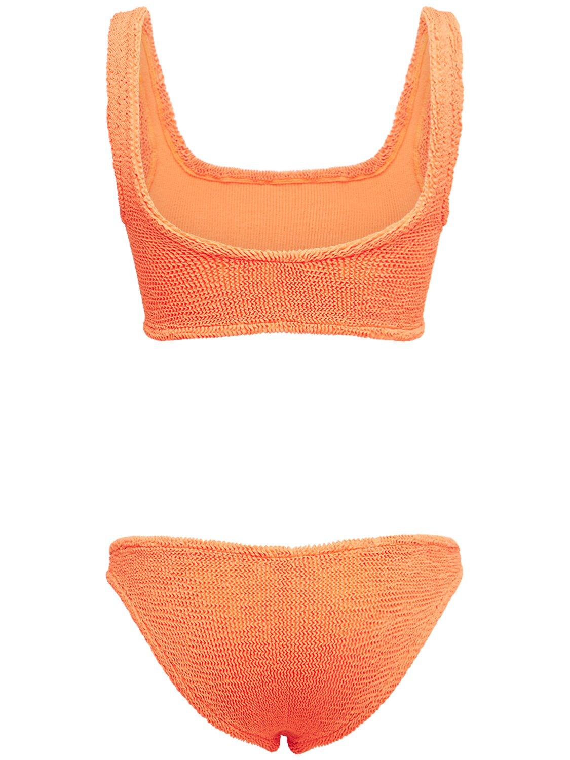 Shop Hunza G Xandra Seersucker Bikini Set In Orange