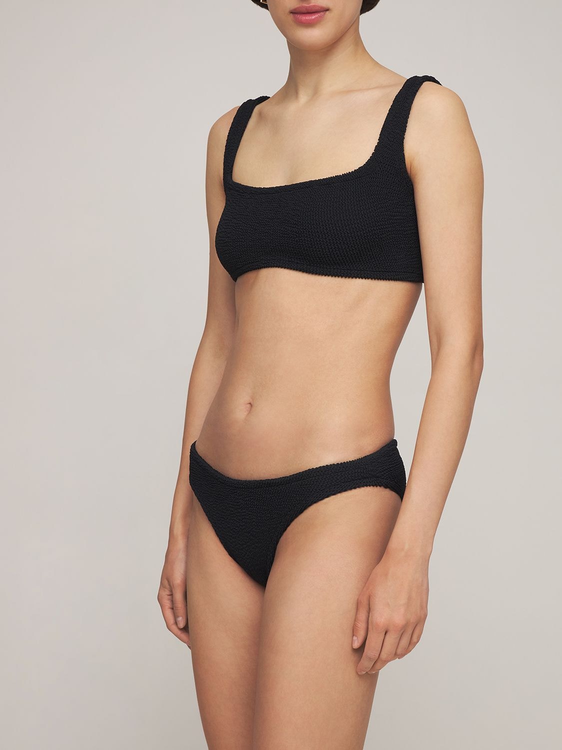 Shop Hunza G Xandra Seersucker Bikini Set In Black