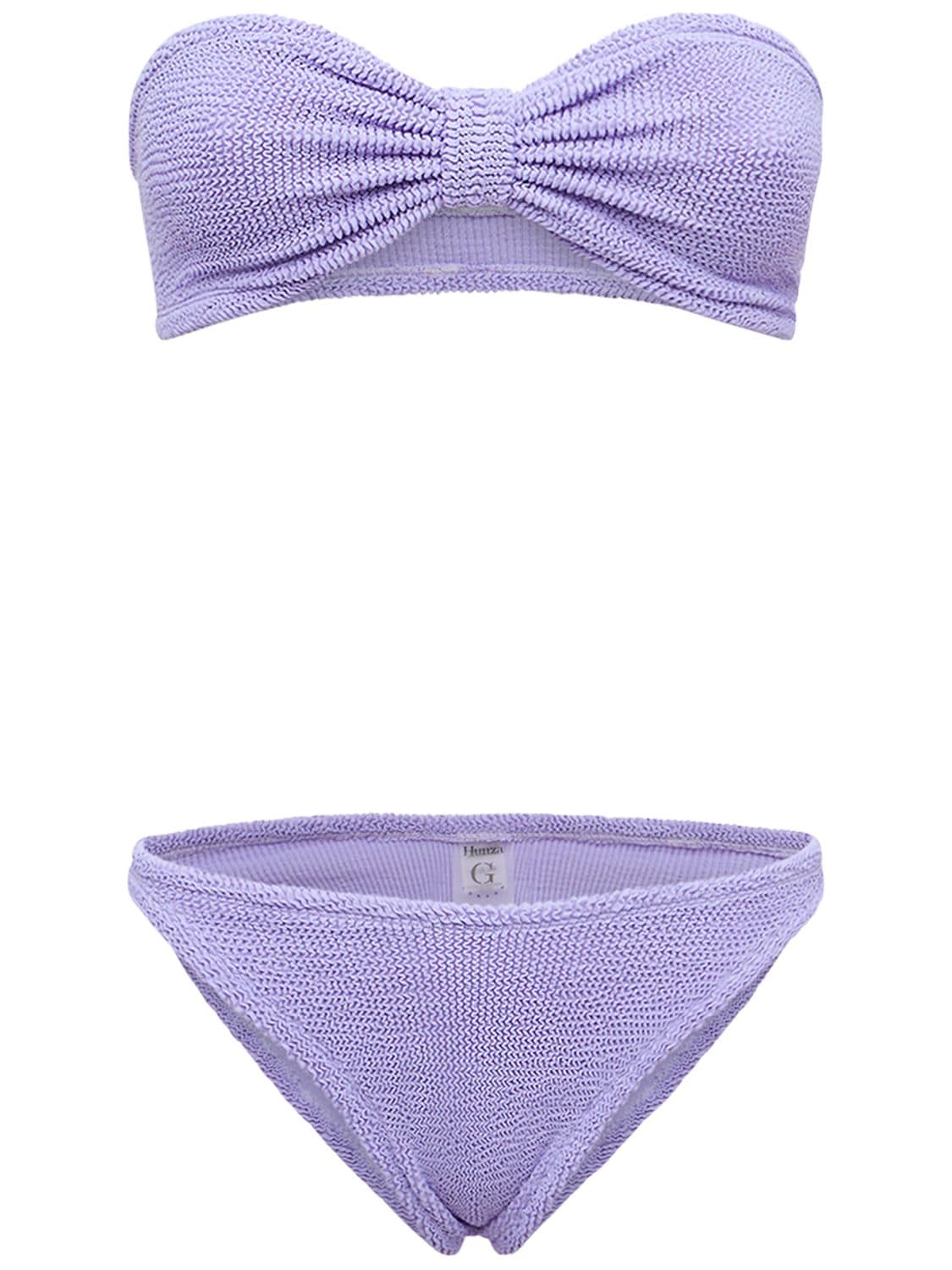 Shop Hunza G Jean Seersucker Bikini Set In Lilac