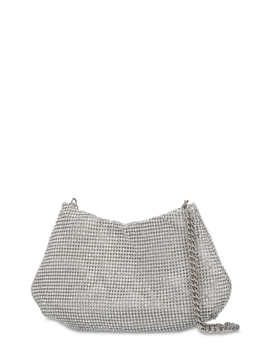 Shop Rosantica Alba Crystal Mesh Shoulder Bag In Silver