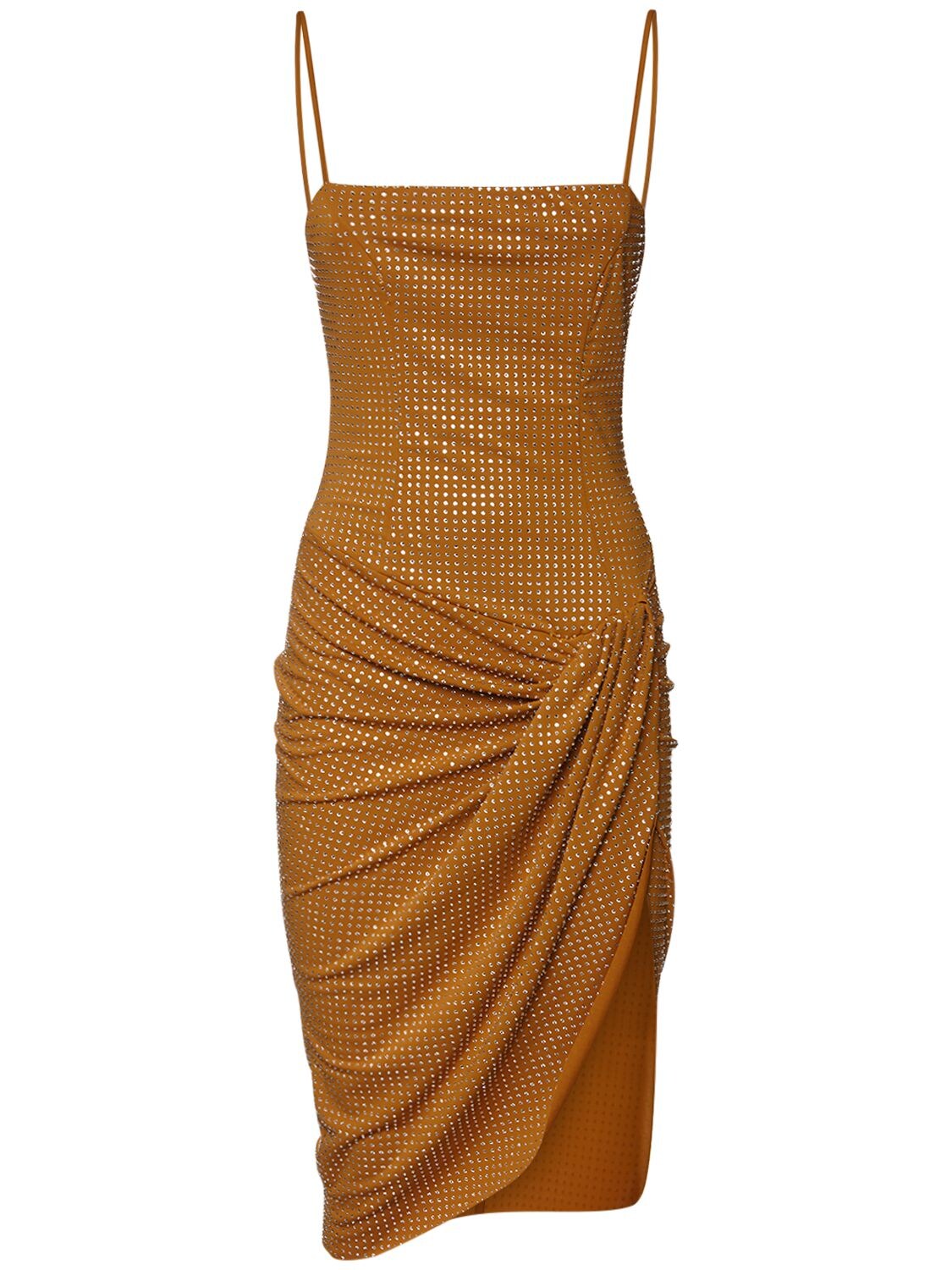 Giuseppe Di Morabito Crystal Embellished Draped Dress In Brown