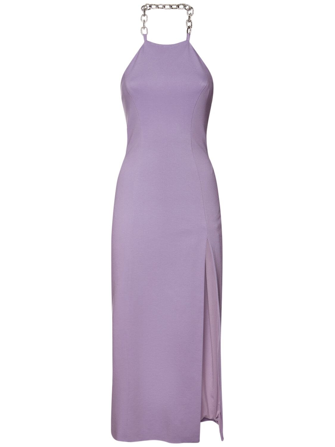 Giuseppe Di Morabito Viscose Blend Jersey Long Dress W/slit In Lilac ...