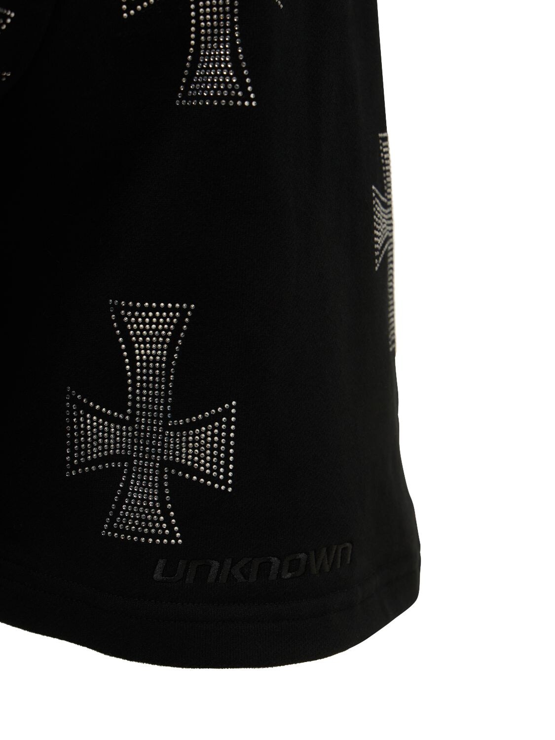 Crystal Cross Cotton Shorts In Black