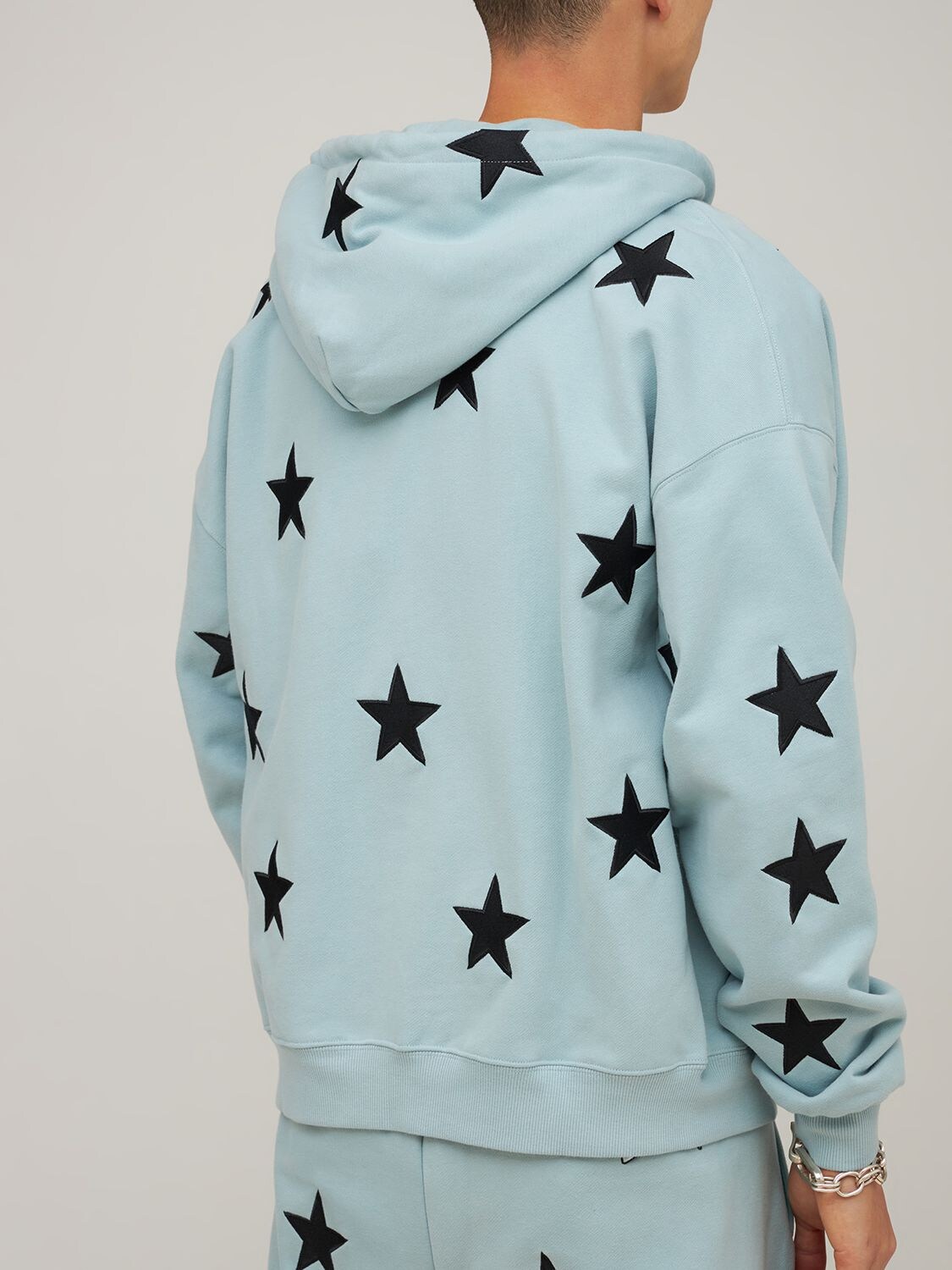 Star Cotton Zip-up Hoodie In Blue,multi