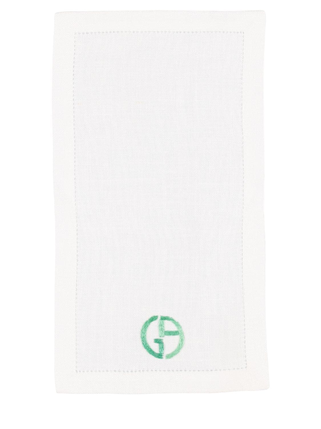 Shop Armani/casa Rosemary Set Of 8 Cocktail Napkins In Bianco,verde