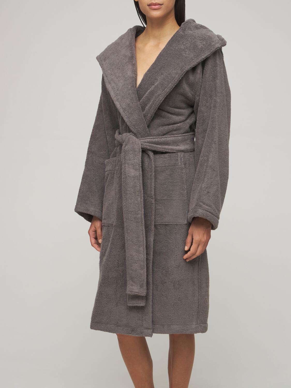 Shop Armani Collezioni Dorotea Cotton Bathrobe In 灰色