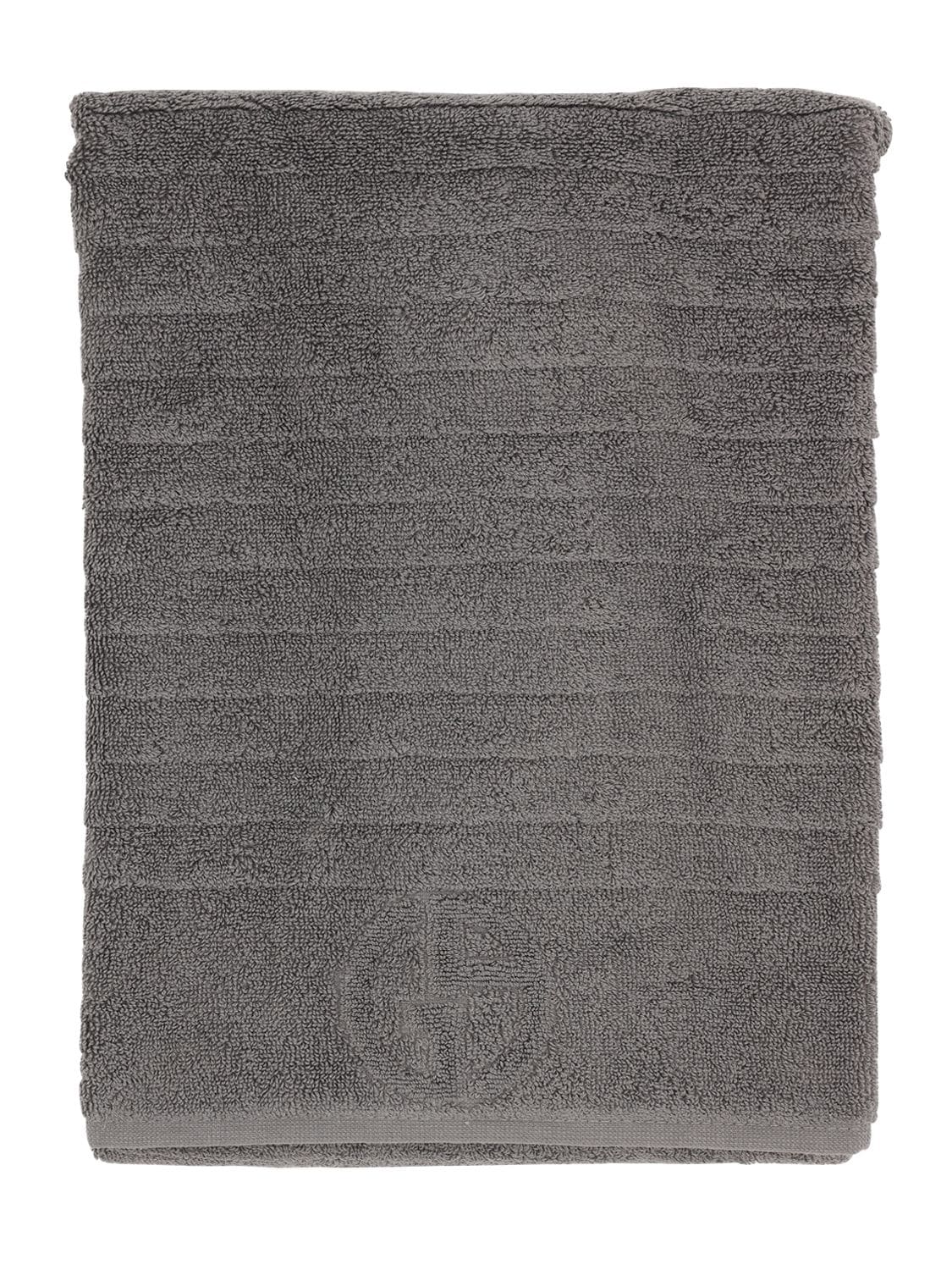 Armani/casa Dorotea Cotton Bath Towel In Dark Grey