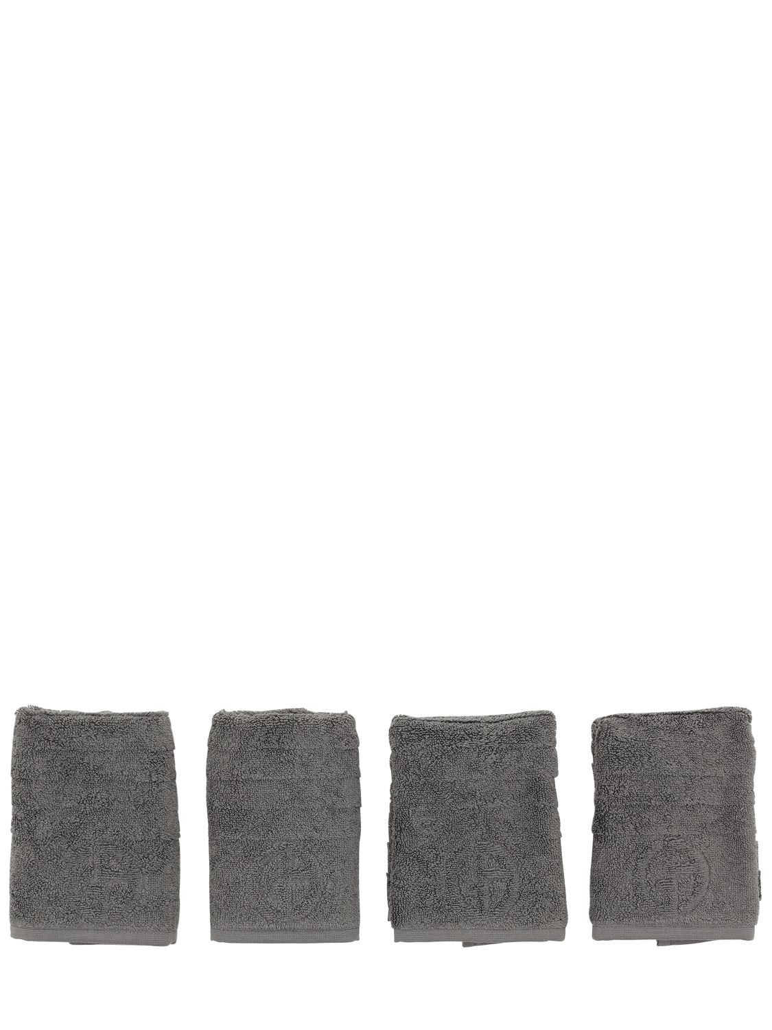 Armani/casa Dorotea Cotton Towel Set In Dark Grey