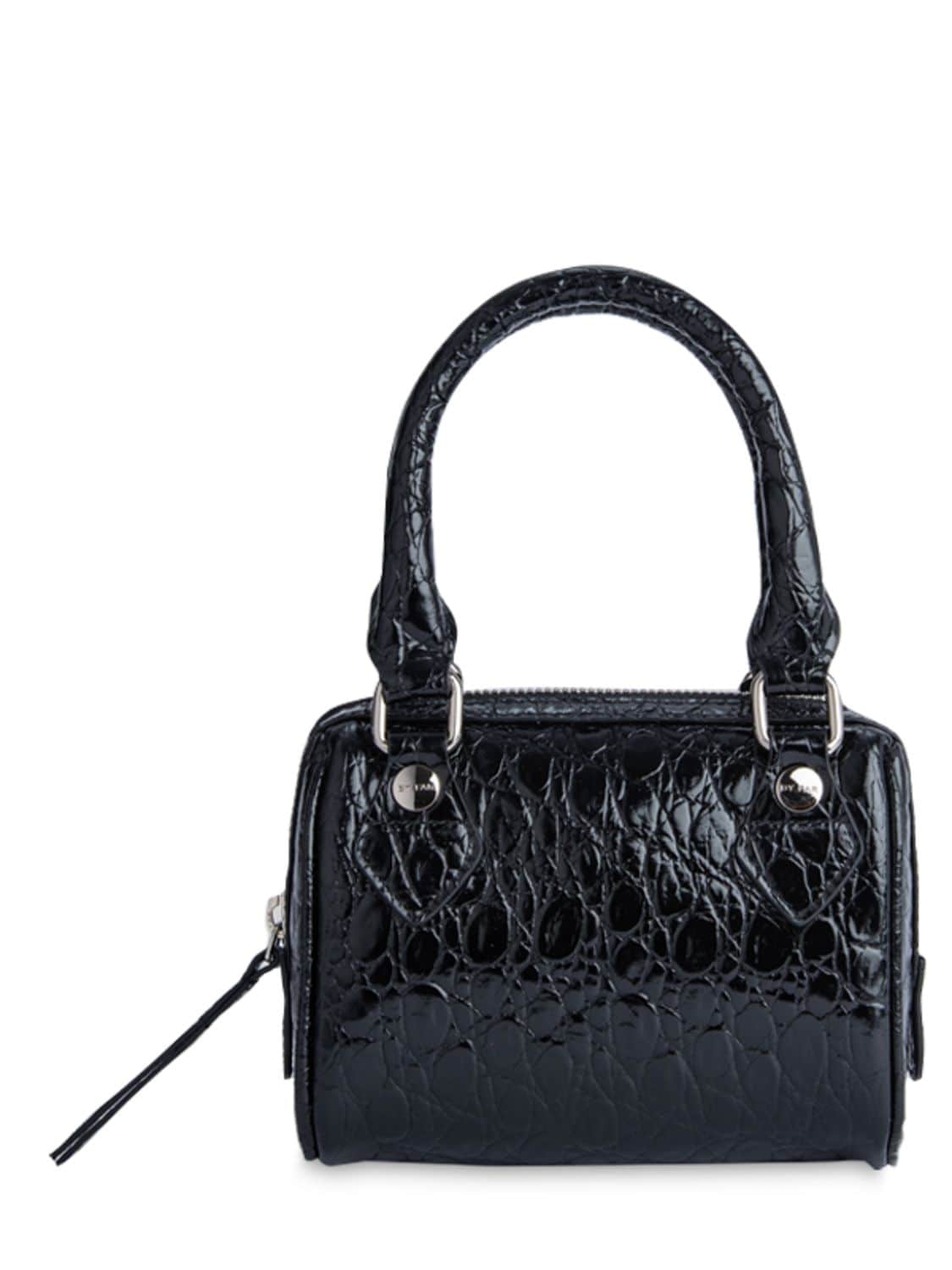 BY FAR DORA EMBOSSED LEATHER TOP HANDLE BAG