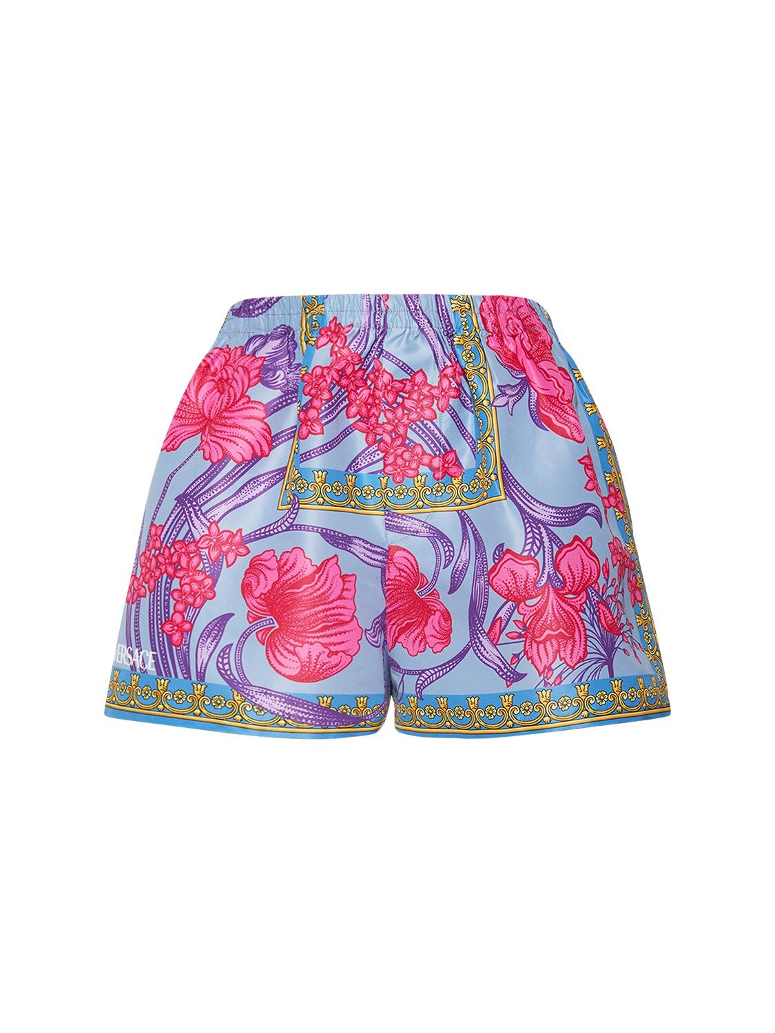 Versace Printed Nylon Shorts In Multicolor