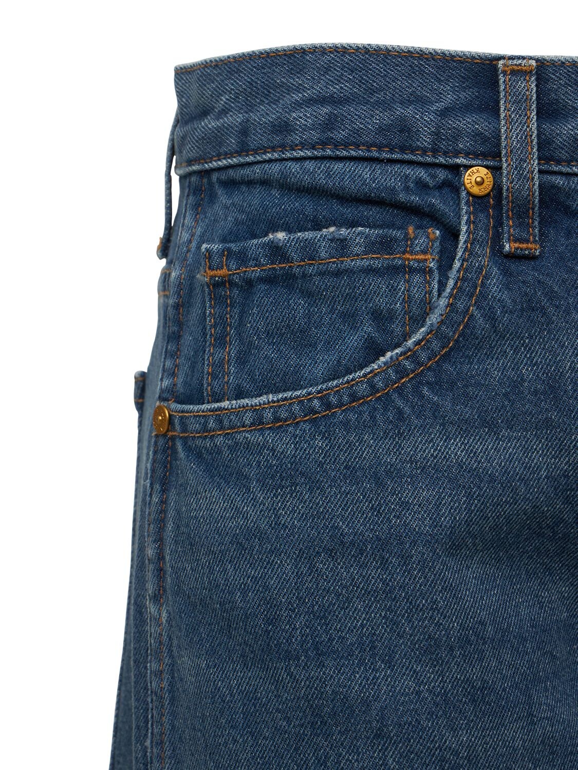 Shop Khaite Kerrie Cotton Denim Straight Jeans In Blue