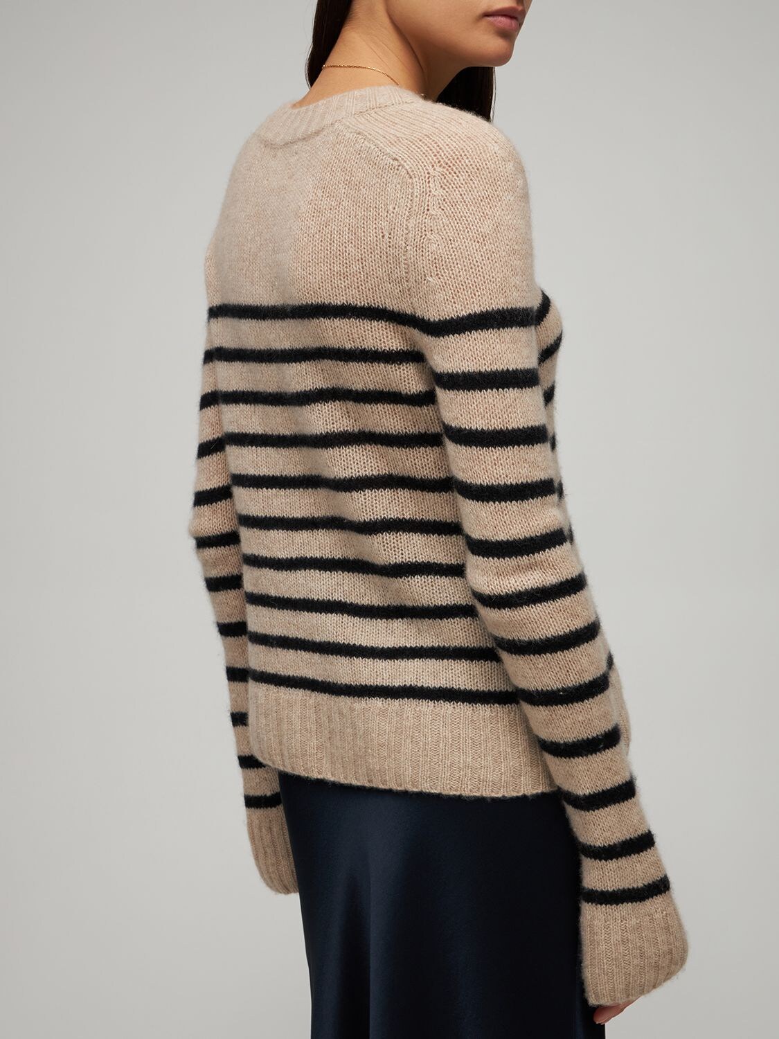 Shop Khaite Tilda Mariner Stripe Cashmere Sweater In Beige,black