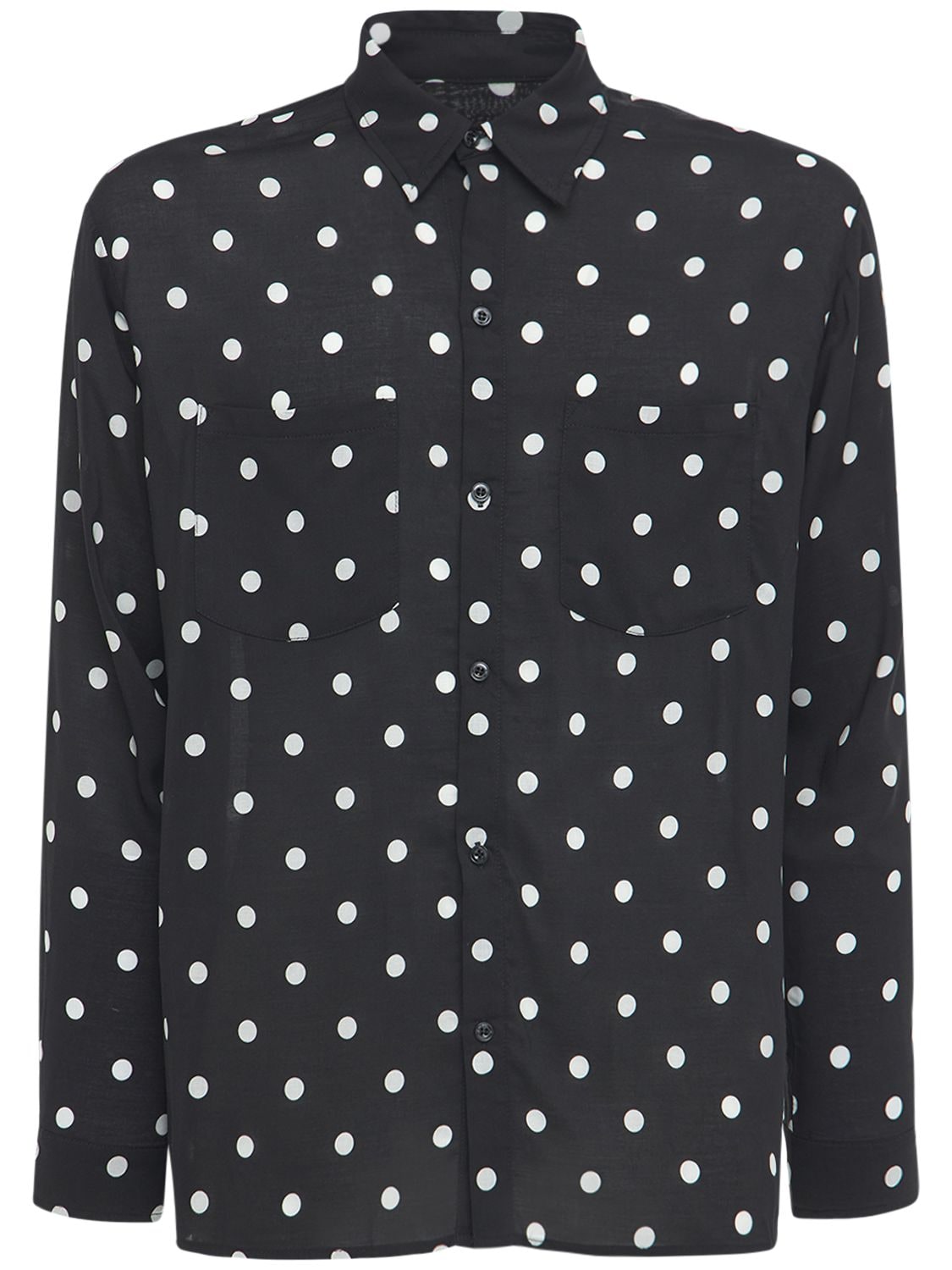 Other Polka Dot Printed Rayon Shirt In Black