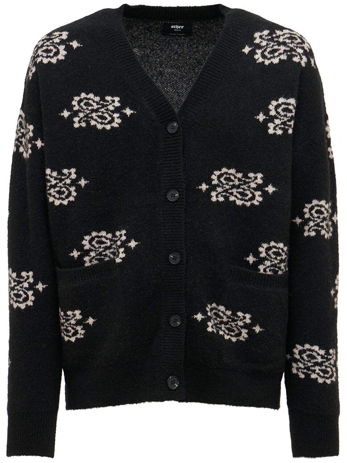 Other Mohair Blend Paisley Knitted Cardigan In Black