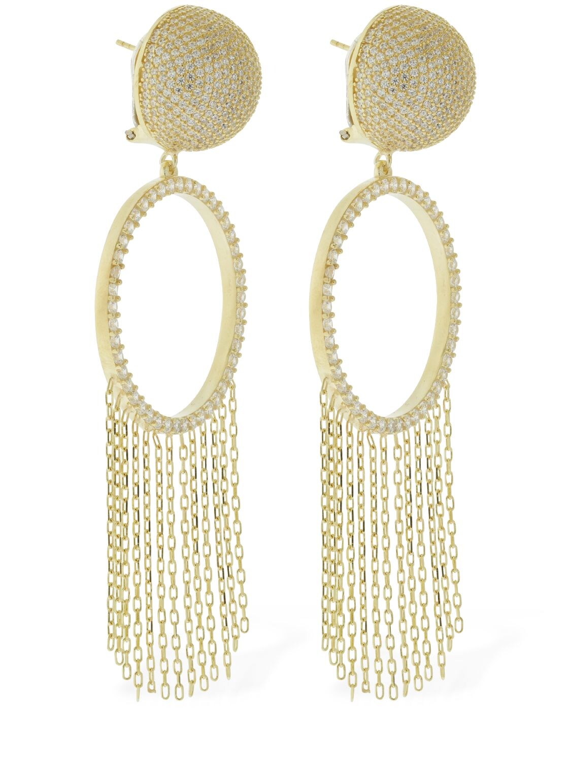 Shop Talita Etno Round Cubic Zirconia Earrings In Gold,crystal