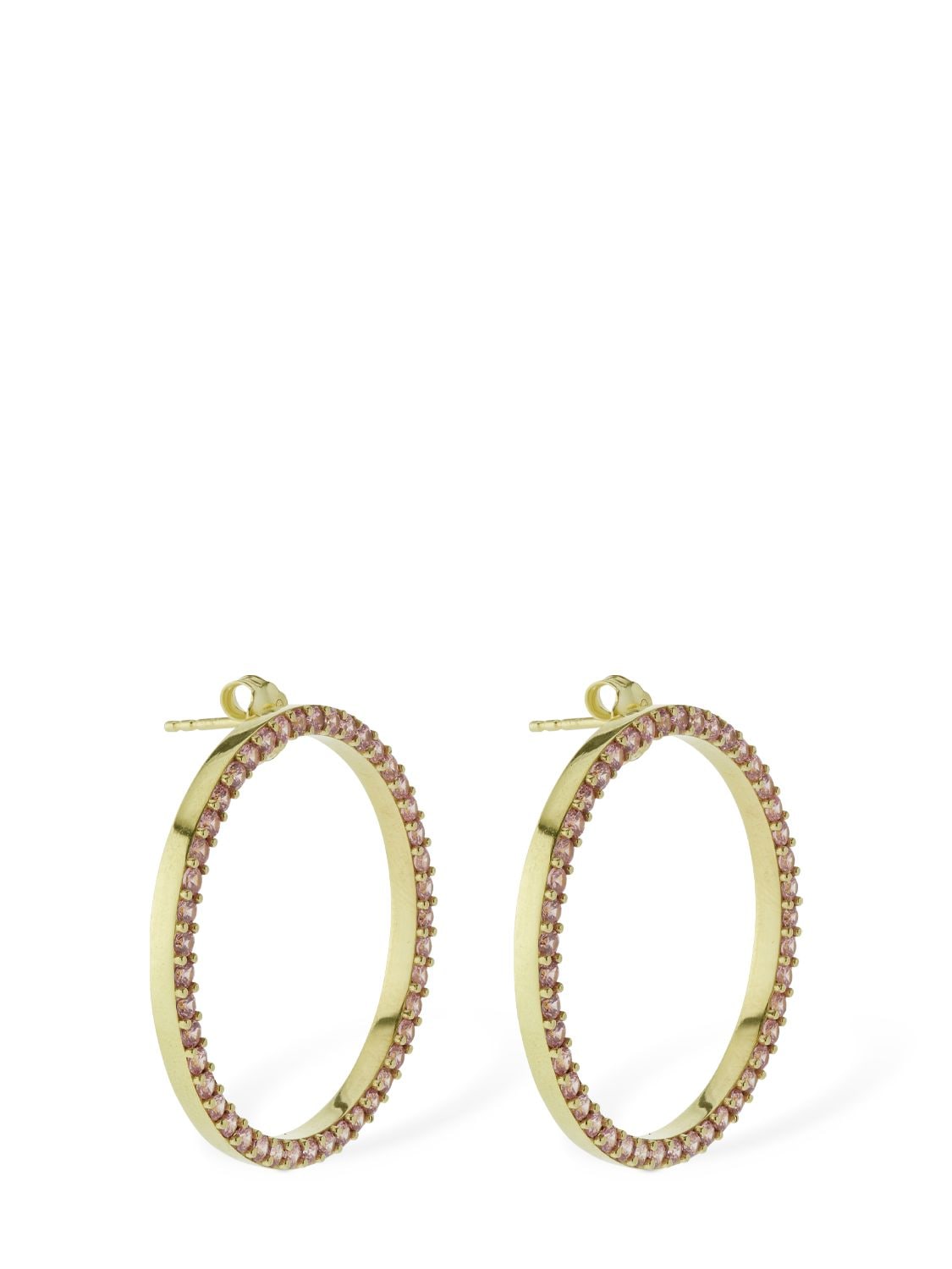 Shop Talita Round Beats Cubic Zirconia Earrings In Gold,crystal
