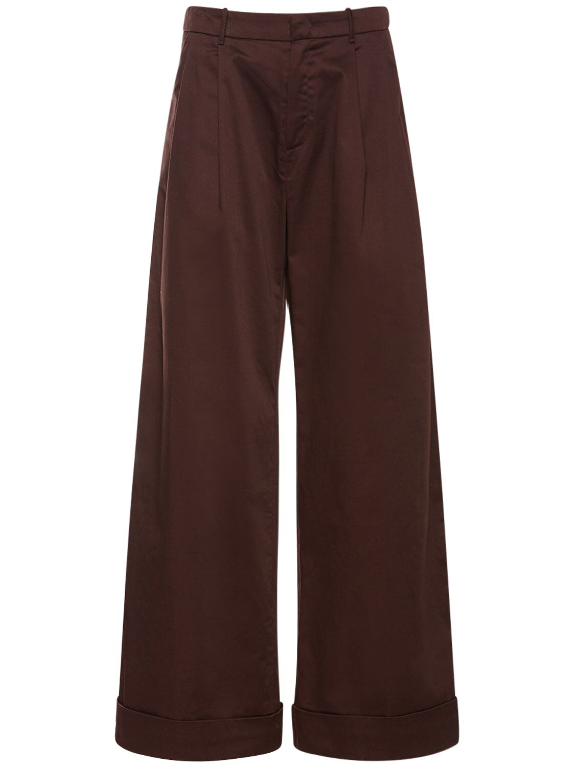 Acheval Pampa Gardel Cotton Satin Wide Pants In Brown