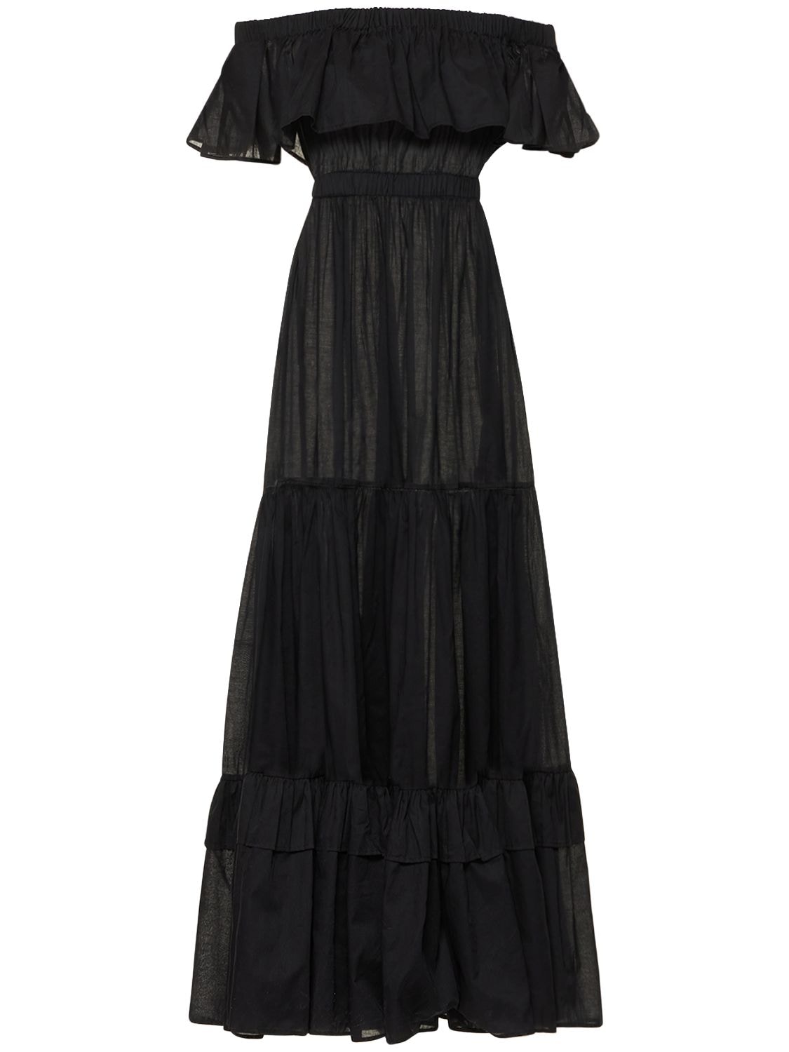 Acheval Pampa Chaco Cotton Voile Long Dress In Black