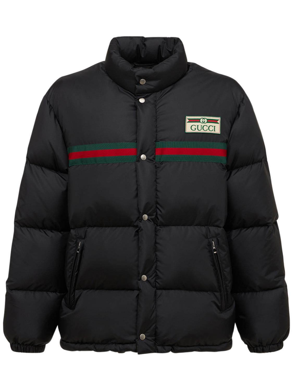 Shop Gucci Water Repellent Nylon Down Jacket In Black