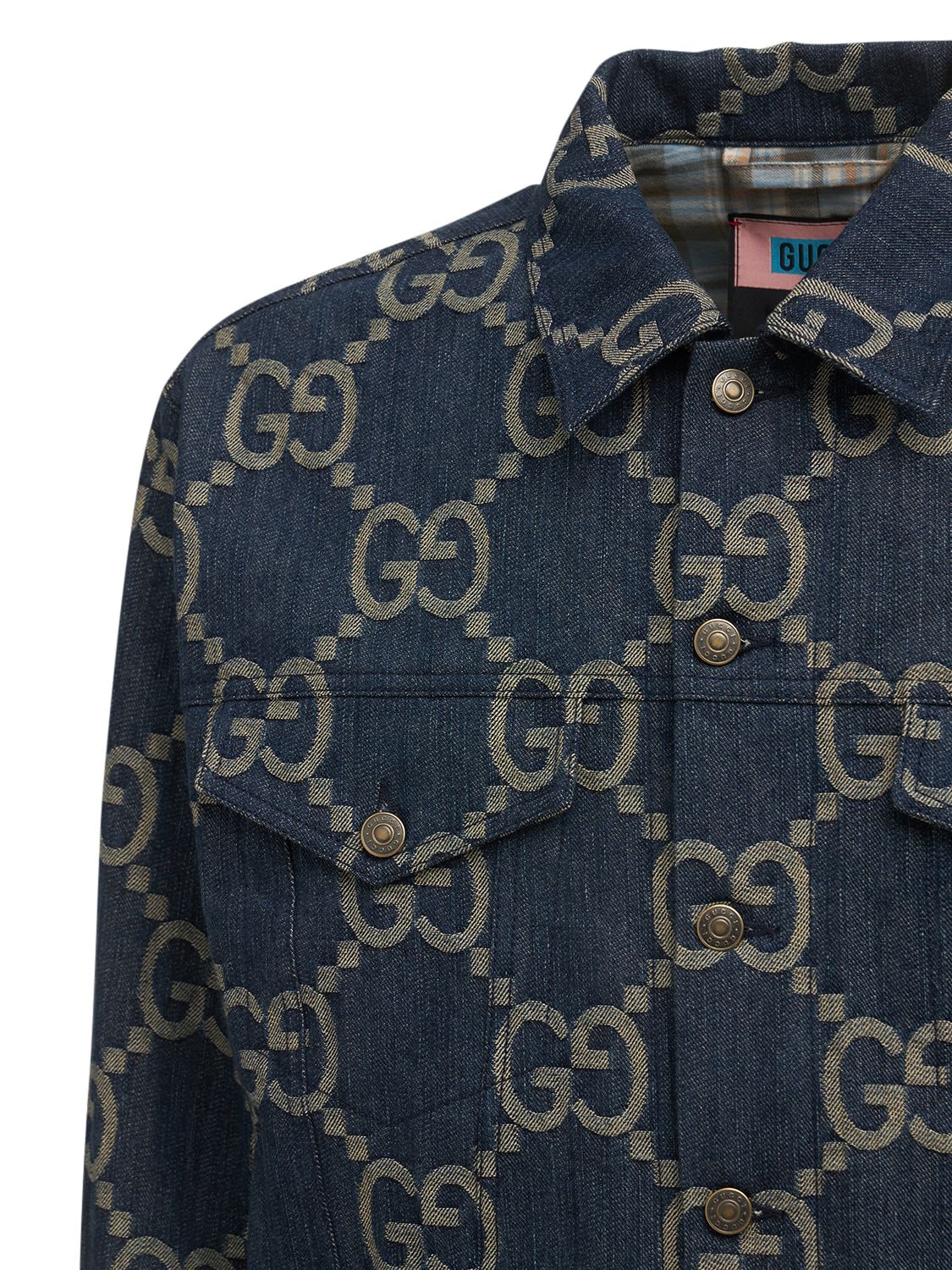 Gucci Gg Jacquard Denim Shirt In Blue