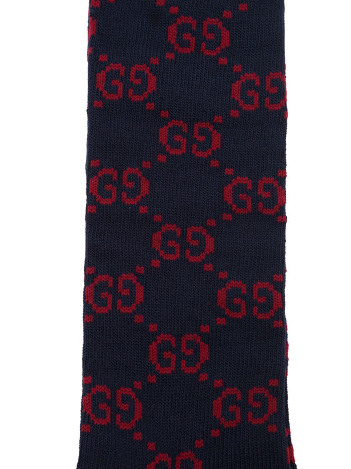 Gucci Gg Supreme Monogram Scarf In Red-blue