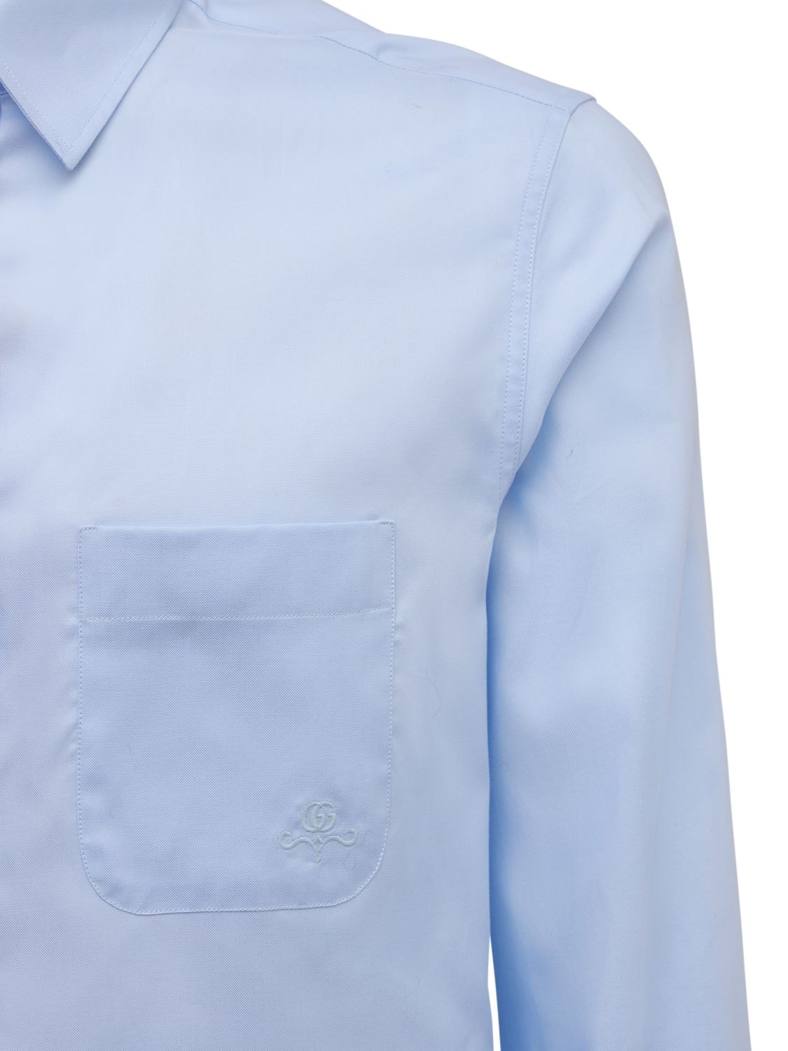 Shop Gucci Oxford Cotton Shirt In Light Blue