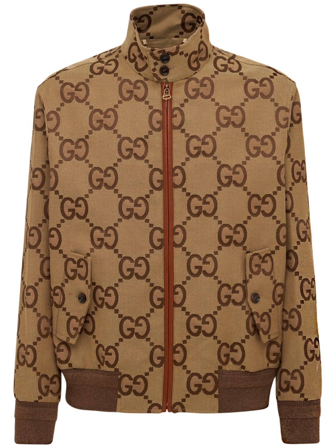 Gucci Jumbo Gg Canvas Jacket In Camel | ModeSens