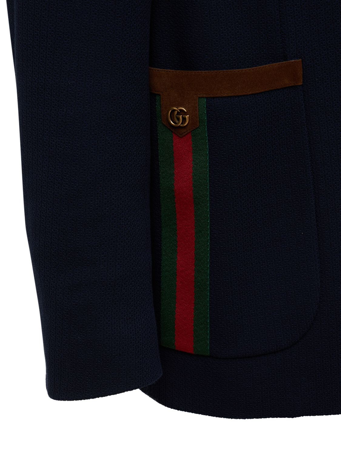 Shop Gucci Cotton Jersey Jacket W/ Web In Caspian