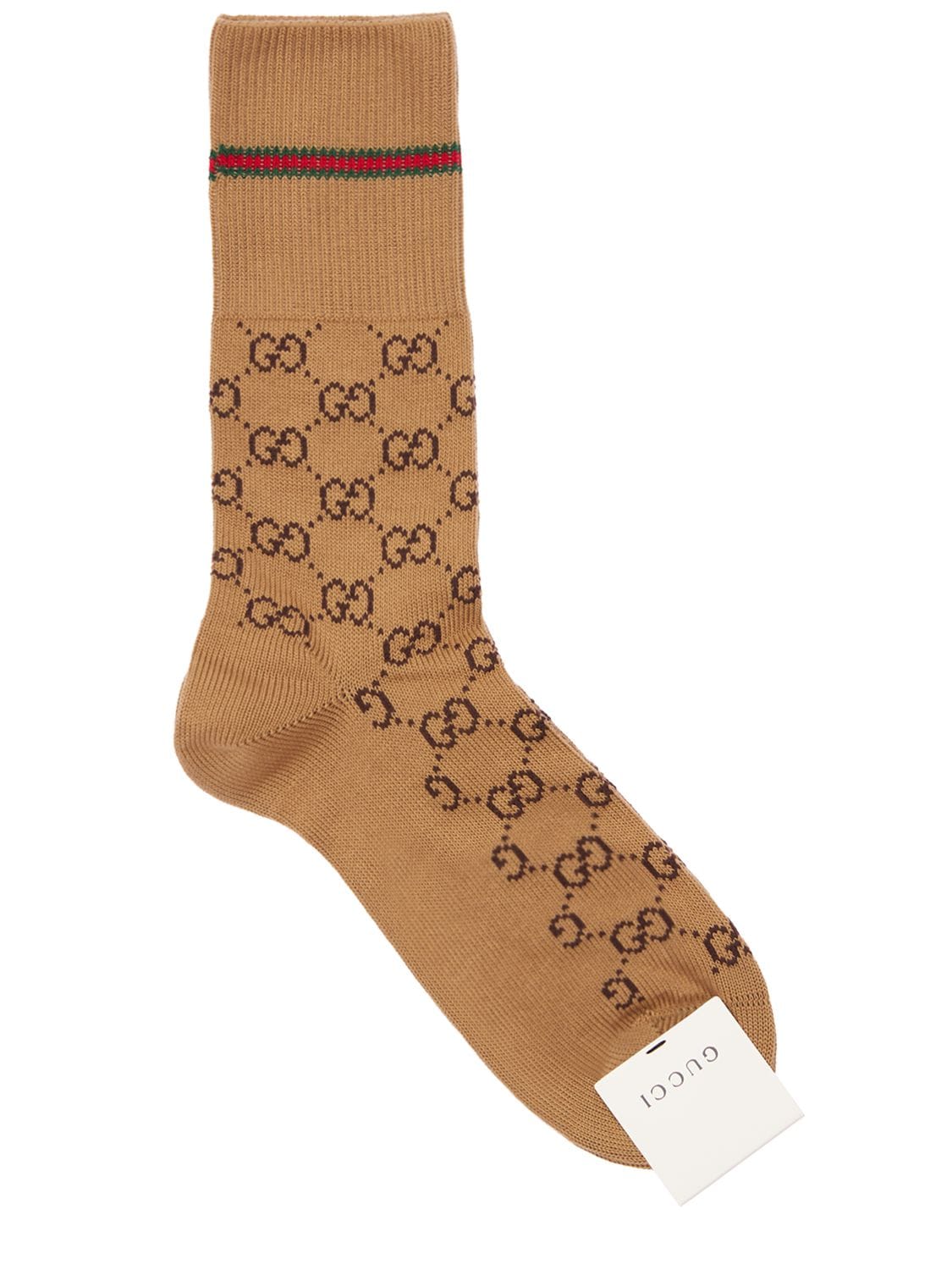 Shop Gucci Cotton Blend Socks In Camel