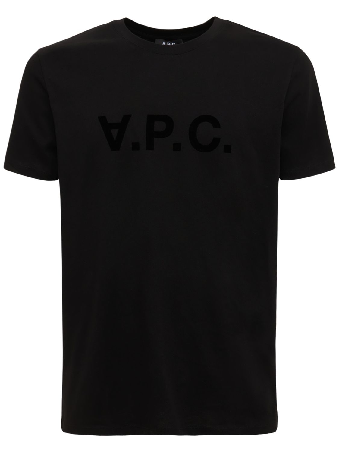 Shop Apc Flocked Logo Organic Cotton T-shirt In Black