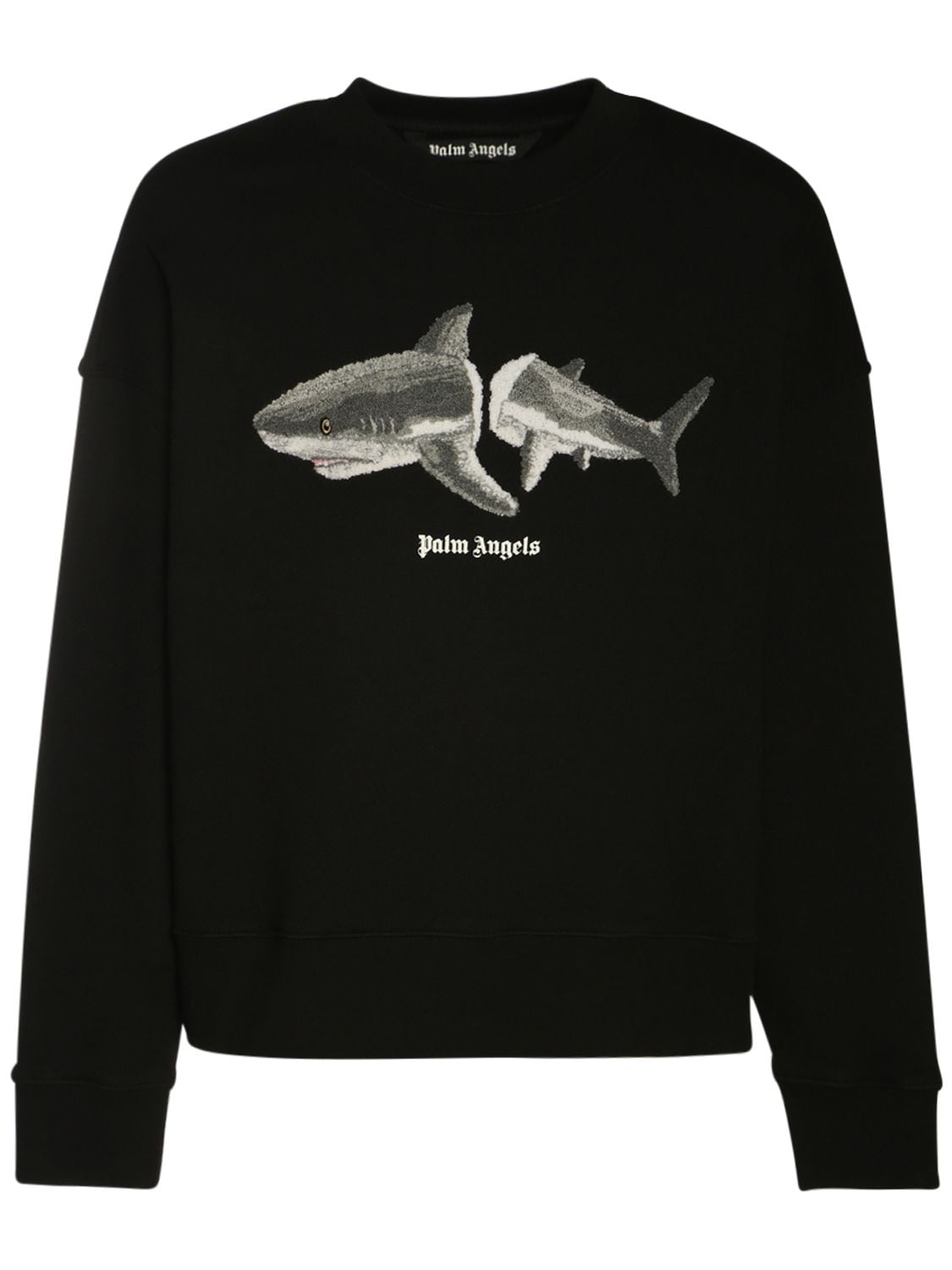 Image of Shark Embroidery Cotton Sweatshirt