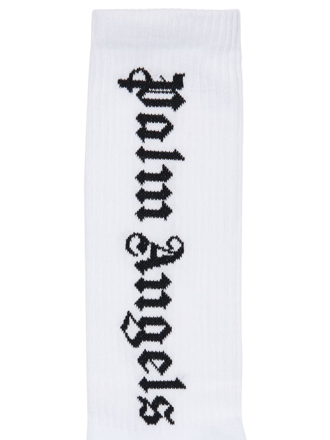 Shop Palm Angels Vertical Logo Cotton Socks In White,black