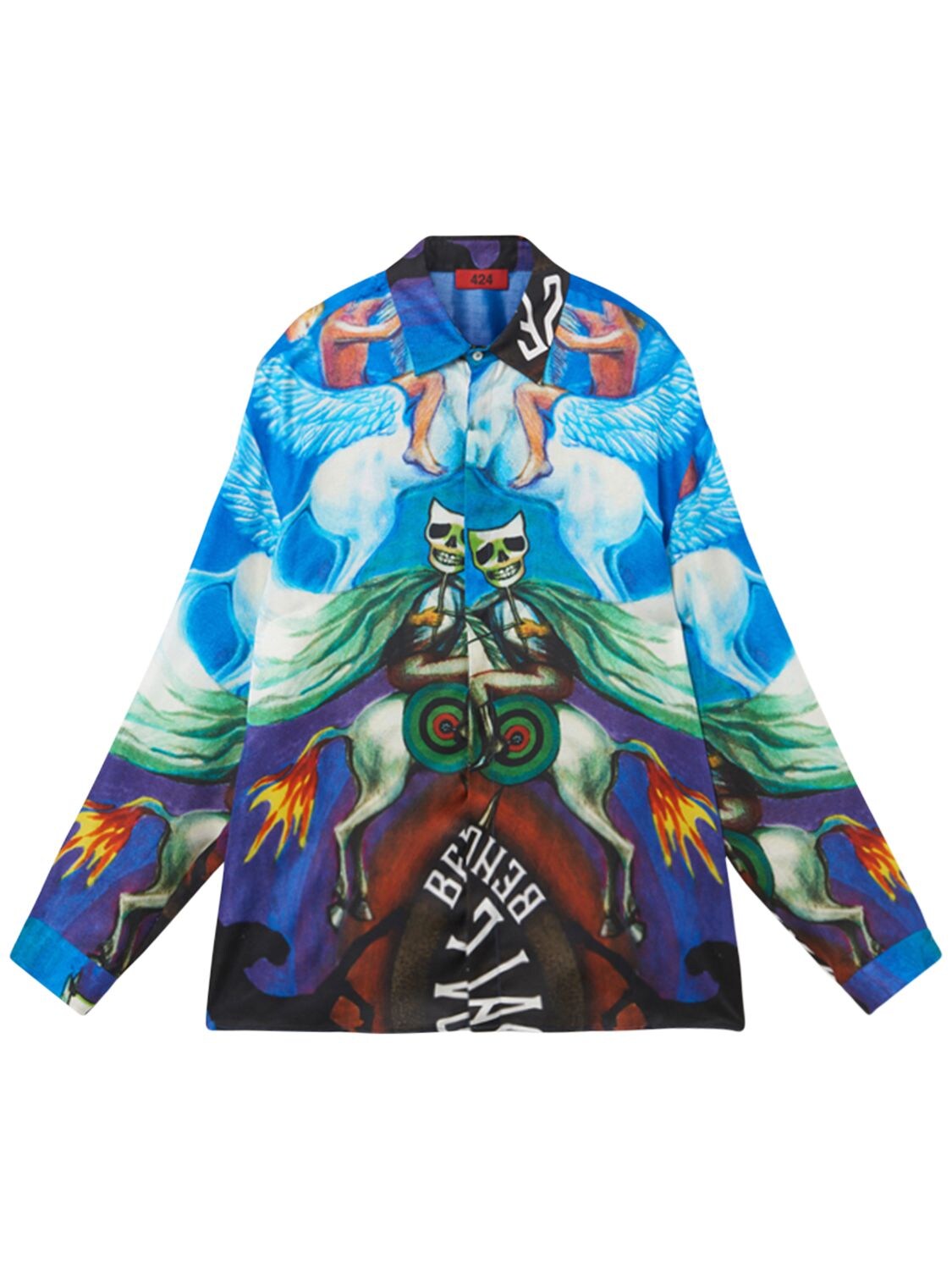 424 BEHOLD A PALE HORSE PRINT VISCOSE SHIRT