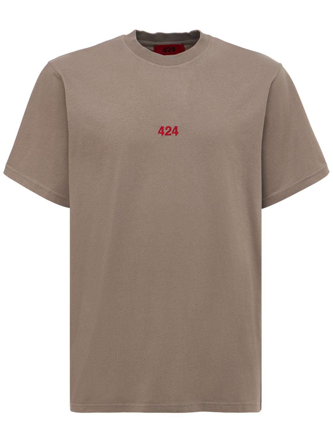 424 Logo Embroidery Cotton T-shirt In Серый