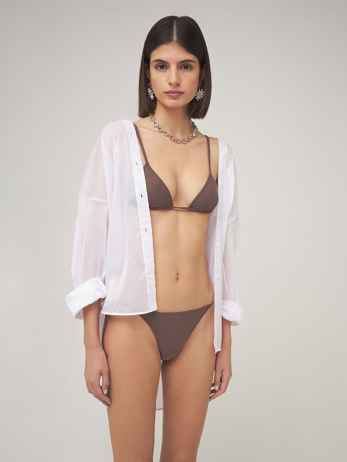 Shop Tropic Of C Equator Recycled Tech Bikini Top In Brown