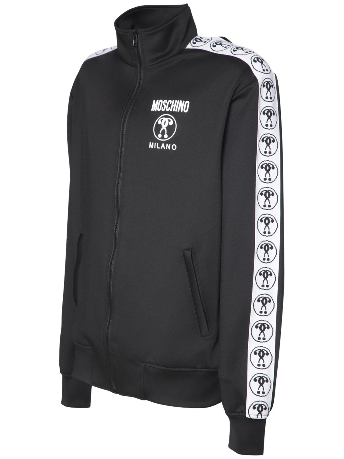 Moschino Black Logo Stretch-jersey Track Jacket | ModeSens