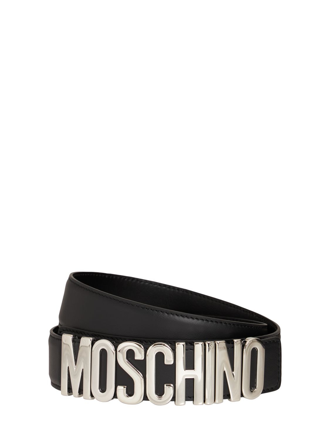 MOSCHINO 3.5厘米LOGO皮革腰带