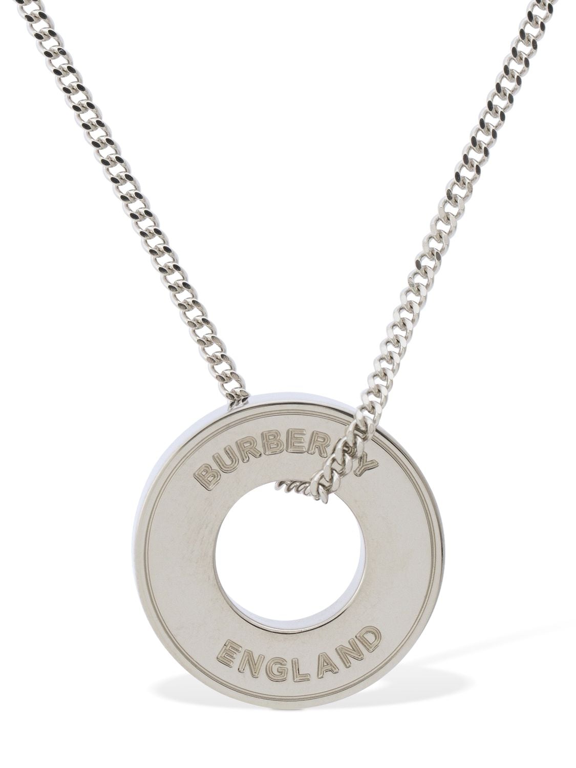 BURBERRY Round Logo Charm Necklace for Men