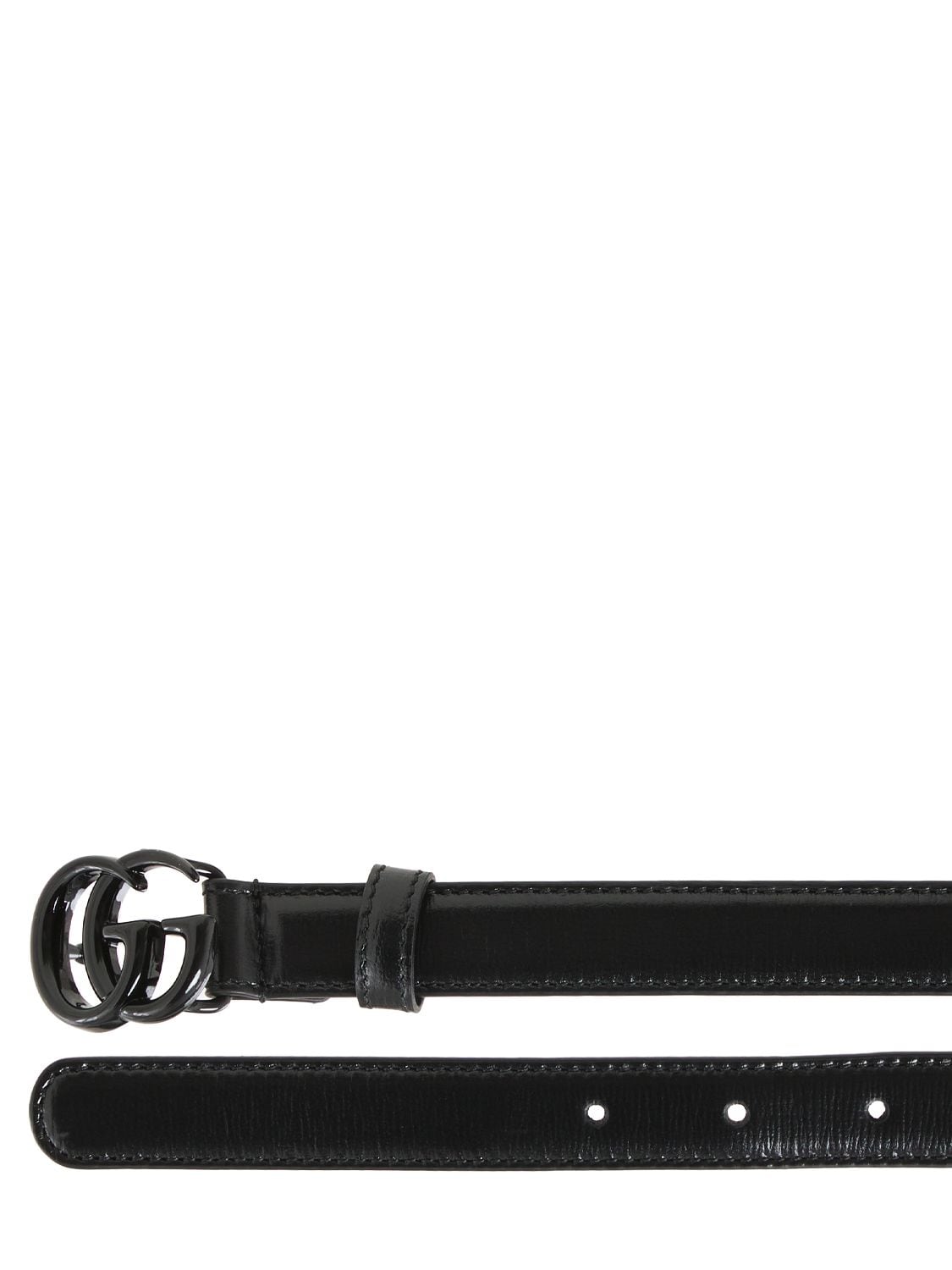 Shop Gucci 2cm Gg Marmont Thin Belt In Black