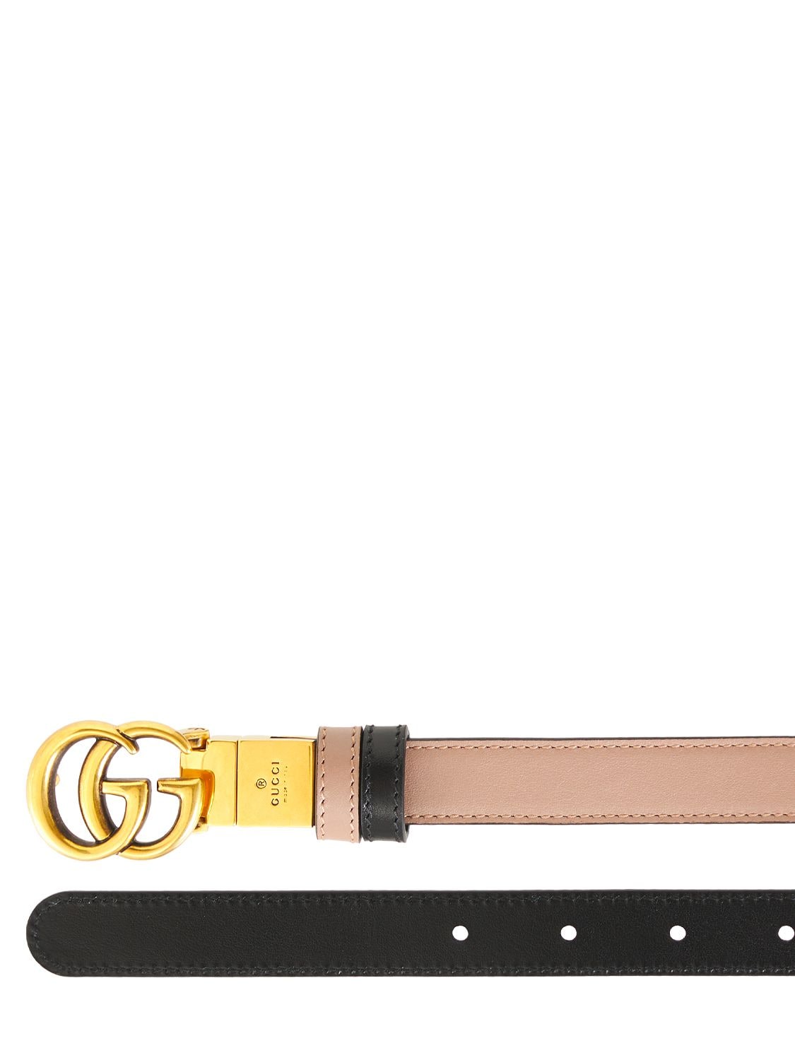 Shop Gucci 2cm Gg Marmont Reversible Thin Belt In Porcelain