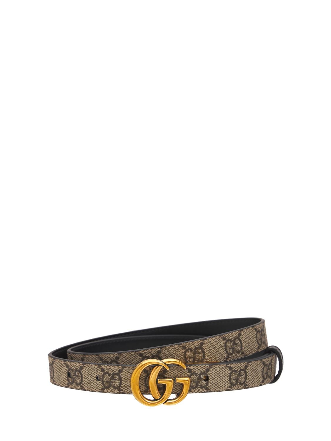 GG Marmont Thin Leather Belt in Beige - Gucci