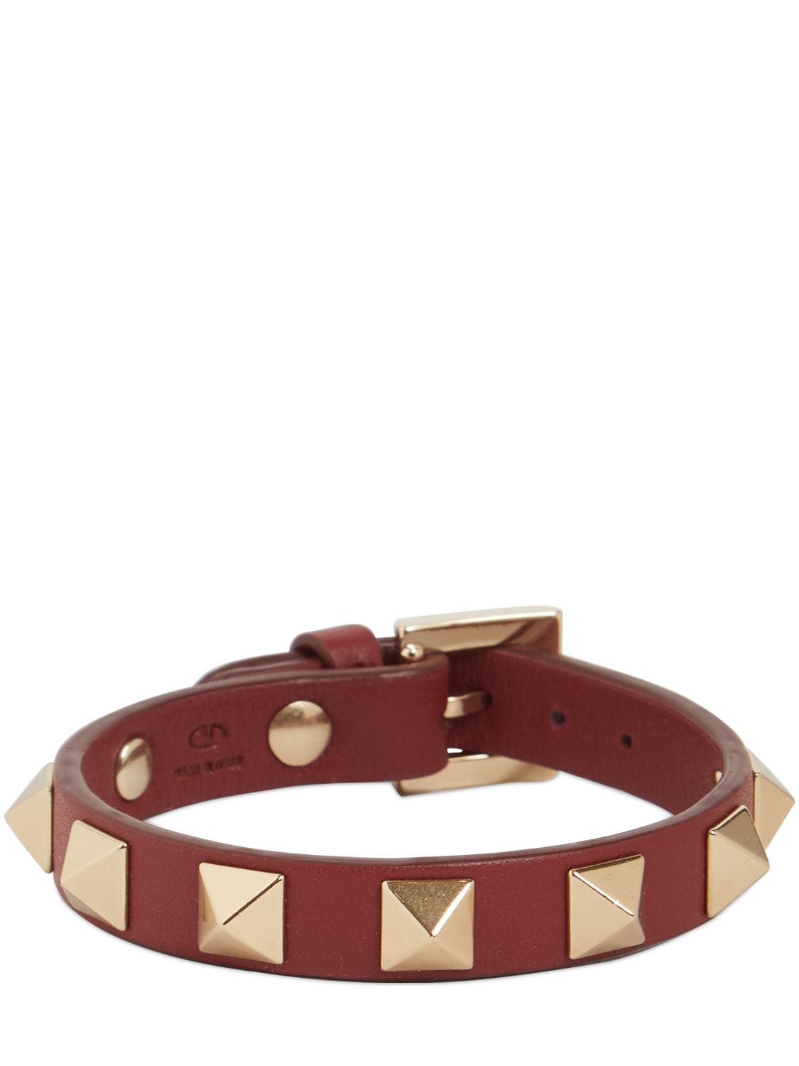 Valentino Garavani Rockstud Leather Belt Bracelet In Ruby