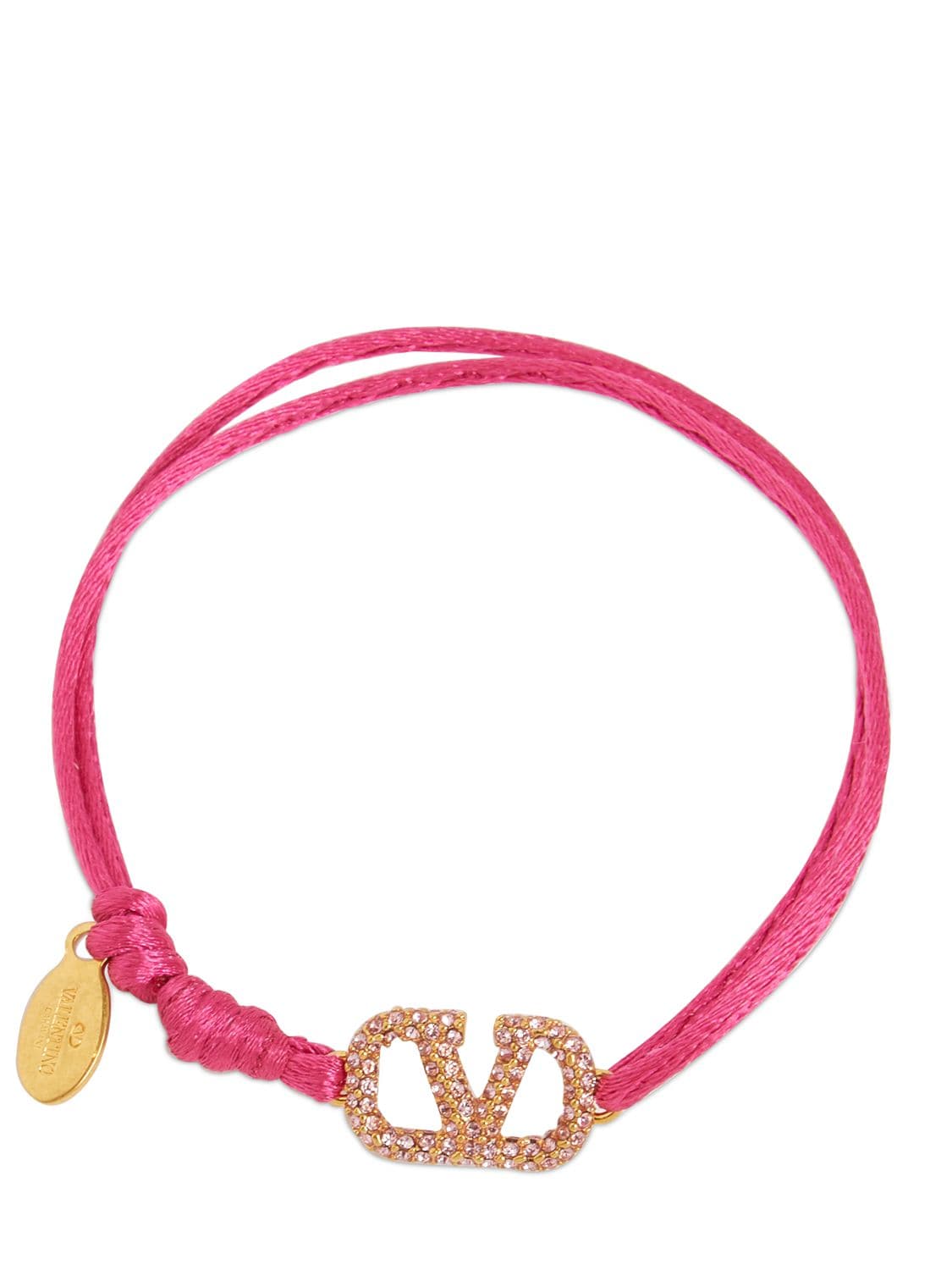 Valentino Garavani Crystal V Logo Slim Adjustable Bracelet In Feminine,rose