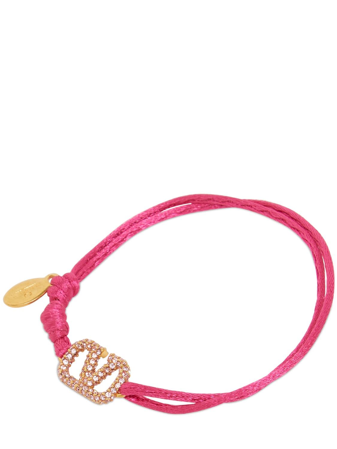 Shop Valentino Crystal V Logo Slim Adjustable Bracelet In Feminine,rose